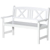 2-Seater Wooden Garden Bench, 4FT Outdoor Patio Loveseat with Unique X-Shape Back for Yard, Lawn, Porch, White