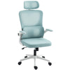 High Back Office Chair, Mesh Computer Chair with Rotatable Headrest, Lumbar Back Support, Adjustable Height, Light Blue