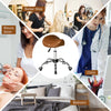 Cosmetic Stool 360° Rotate Height Adjustable Salon Massage Spa Chair Hydraulic Rolling Faux Leather Saddle Stool, Brown