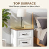 Farmhouse Nightstand Set of 2, Bedside Tables with 2 Drawers, Wood-Effect Top, White