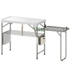 Fish Cleaning Table Folding Sink Portable Camping Sink with Side Shelf & Bottom Rack for Outdoor White