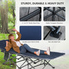 Folding Camping Cot with Mat & Pillow, Double Layer Oxford Heavy Duty Sleeping Cot with Carry Bag Blue
