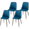 Upholstered Dining Chairs Set of 6, Velvet Accent Chair with Back and Wood-grain Steel Leg for Kitchen