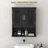 Modern Wall Mount Bathroom Cabinet, Storage Organizer with 2 Door Cabinet and Shelf, Black