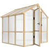 6.6 x 6ft Polycarbonate Greenhouse Wooden Green House with Thickened Polycarbonate Sheets, Lockable Door, Brown