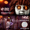 Halloween Animated Hanging Creepy Girl on Swing Decoration, Light-Up Eyes, Sound and Touch Activated