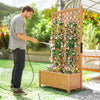 Raised Garden Bed with Trellis, Wooden Raised Planter Box with Elevated Raised Bed, 35.4