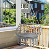 Patio Hammock Chair, Hanging Rope Hammock Swing for Indoor & Outdoor Use with Backrest, Cotton-Polyester Blend, Fringe Tassels, Dark Grey