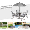 6 Pieces Outdoor Dining Set for 4 with Umbrella Patio Outdoor Furniture Set with Round Table 4 Folding Chairs Grey