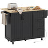 Kitchen Island with Drop Leaf, Rolling Kitchen Cart with Power Outlet, Cabinet, 3 Drawers, Spice Rack, Towel Bar