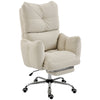 Office Chair with Foot Rest, Ergonomic Reclining Computer Gaming Chair w/ Snow Flannel Fabric, Thick Cushion, Cream White