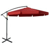 11FT Cantilever Patio Umbrella with Offset Hanging, Easy Tilt Adjustment & Cross Base for Backyard, Poolside, Red
