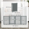 4 Panel Free Standing Wooden Pet Gate with Open Door Light Grey