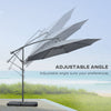 9.6ft Offset Patio Umbrella Garden Hanging Parasol Banana Cantilever Umbrella with Base, Crank, Dark Grey