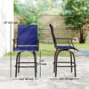 Outdoor Bar Stools Set of 2, Swivel Bar Height Chairs with High Back, Curved Armrests and Steel Frame for Balcony, Navy Blue