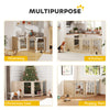 reestanding Dog Gate, Wooden Foldable Pet Gate with 4 Panels, Walk-Through Door, Support Feet, Non-Slip Mats
