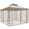 10' x 10' Steel Outdoor Patio Gazebo Canopy with Removable Mesh Curtains, Display Shelves, & Steel Frame