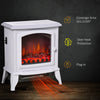 Electric Fireplace Heater, Freestanding Fireplace Stove with Realistic Flame Effect, Overheat Safety Protection, 750W/1500W, White