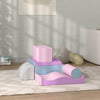 Soozier 7 Pieces Soft Play Foam Climbing Blocks, Indoor Modular Kids Play Toys for Climbing, Crawling, Sliding, Light Colour