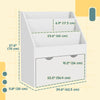 Qaba Kids Bookshelf with 3 Tier Display Shelves, Drawer for Nursery, White