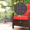 3 Pieces Wicker Patio Furniture Set, Rattan Bistro Set with Storage Coffee Table and Thickened Cushions, Outdoor Conversation Set for Garden, Porch, Balcony, Mixed Grey, Red