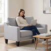 Loveseat Sofa, Modern Couch with Pocket Spring, Linen Upholstered, Thick Padded, Light Grey