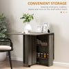 Extendable Dining Table, Collapsible Folding Table w/ 2-tier Shelves and Rolling Casters, Grey Wood Grain
