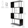 5-Tiers Geometric Wooden Bookcase S-Shaped Storage Bookshelf Display with Metal Frame for Living Room, Bedroom, Home Office, Black
