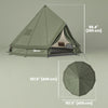 Teepee Tent Waterproof Camping Tent with Stove Jack for 4-6 Person Outdoor Camping Hiking Army Green