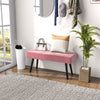 39 Inches Upholstered Bedroom Bench, Modern End of Bed Bench with Steel Legs, Pink