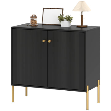Sideboard, Modern Buffet Cabinet, Coffee Bar Cabinet with Fluted Doors and Adjustable Shelf, White