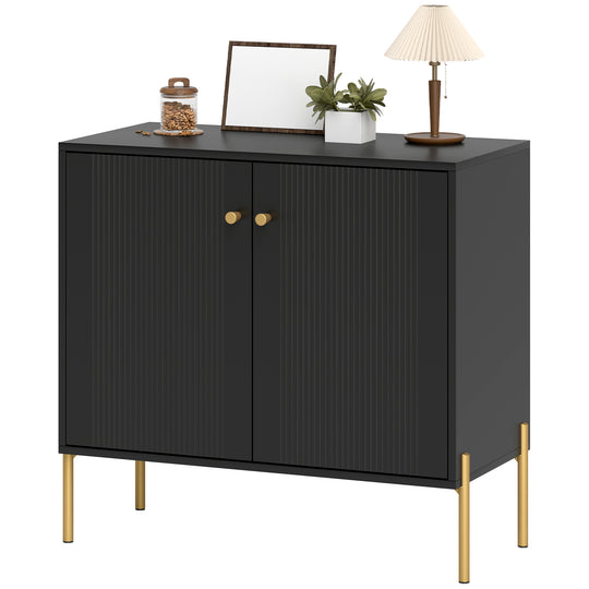Sideboard, Modern Buffet Cabinet, Coffee Bar Cabinet with Fluted Doors and Adjustable Shelf, White