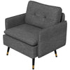 Accent Chair, Upholstered Armchair with Tufted Back Cushion and Steel Legs for Living Room, Bedroom, Dark Grey