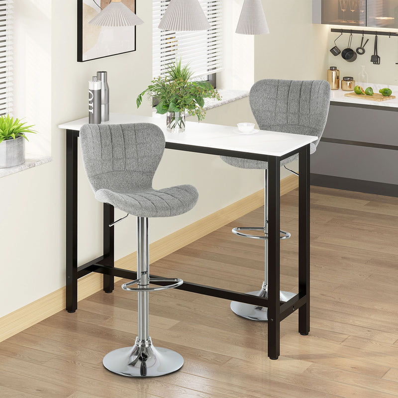 Set of 2 Counter Height Bar Stools Swivel Stool Height Adjustable Bar Chairs with Footrest for Kitchen Dining Home Pub, Grey