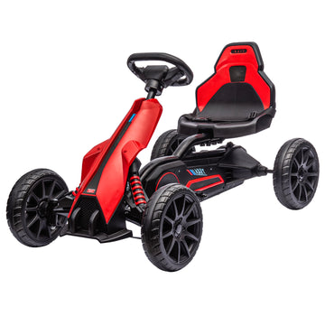 12V 7AH Electric Go Kart, Outdoor Racer Car for Kids, with Forward Backward, Adjustable Speed, Ages 3-8 Years Old, Red