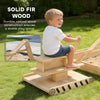 Qaba Wooden Sandbox with Digger, Kids Sandbox with 360° Rotating Seat & Bottom Liner, 72