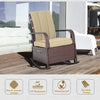 Outdoor Wicker Rocking Chair Patio PE Rattan Recliner Chair with Cushion, Adjustable Footrest, Armrests, Khaki