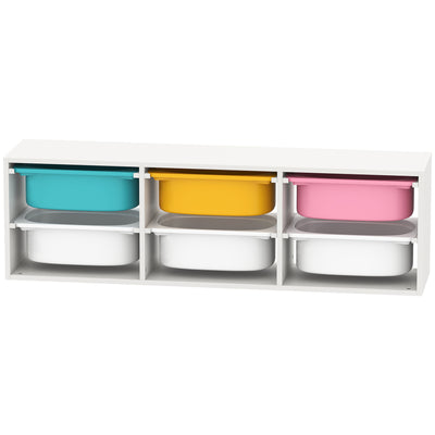 Qaba Kids Toy Storage Organizer with 6 Removable Plastic Bins for Toddlers, Toy Box for Bedroom, Nursery, Playroom