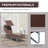 Outdoor Lounge Chair, Adjustable Folding Chaise Lounge,  Tanning Chair with Sun Shade for Beach, Camping, Hiking, Backyard, Brown