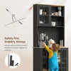 Kitchen Buffet with Hutch, Storage Pantry with 3 Cabinets, 2 Open Shelves and Large Countertop