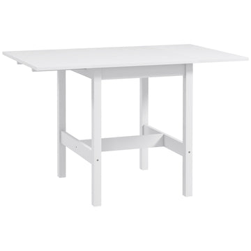 Solid Wood Kitchen Table, Farmhouse Drop Leaf Tables for Small Spaces, Folding Dining Table, for Up to 4 People, White