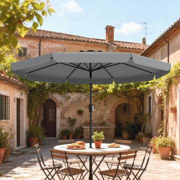10 ft Patio Umbrella with Push Button Tilt and Crank, Outdoor Market Table Umbrella Parasol, Dark Grey