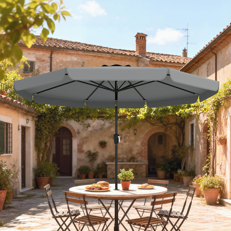 10 ft Patio Umbrella with Push Button Tilt and Crank, Outdoor Market Table Umbrella Parasol, Dark Grey