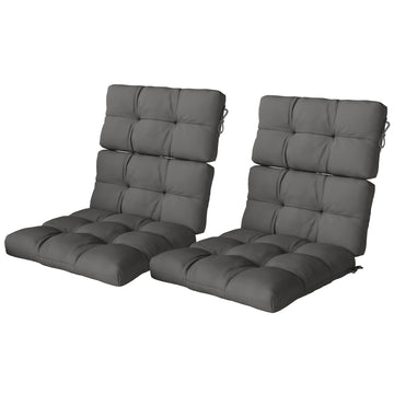 2-Piece Back Seat Cushion Replacement, Outdoor Patio Chair Cushions Set with Ties, Button Tufted, Dark Grey