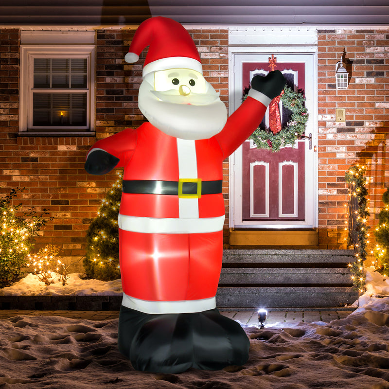 8ft Inflatable Christmas Santa Claus Waving Hands, Blow-Up Outdoor LED Yard Display for Lawn Garden Party