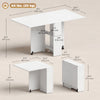 Extendable Dining Table, Collapsible Folding Table w/ 2-tier Shelves and Rolling Casters, White
