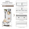 Coat Rack Shoe Bench, Hall Tree with Bench and Shoe Storage, Entryway Bench with 4 Hooks, 2 Drawers, 2 Shelves, White