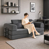 5-in-1 Convertible Sofa Bed, L-Shaped Loveseat Reversible Sleeper Sofa with 2 Pillows, Dark Grey