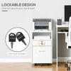 2 Drawer Filing Cabinet with Lock, Vertical File Cabinet with Wheels, Mobile Office Cabinet for A4, Letter Size, White