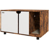Hidden Cat Litter Box Enclosure with Double Doors and Sand Drain Pad, Rustic Brown